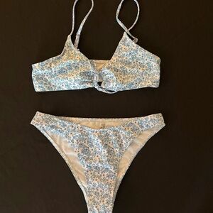 Floral Blue and White Bikini Set
